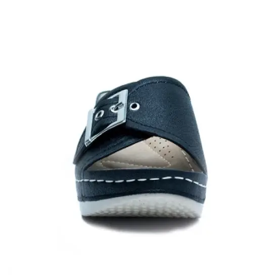 GC Shoes Justina Buckle Comfort Slide Wedge Sandals image {2}