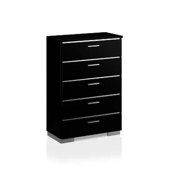 6pc Shorehaven Bedroom Set with 2 Nightstands Black/Chrome - miBasics image {7}