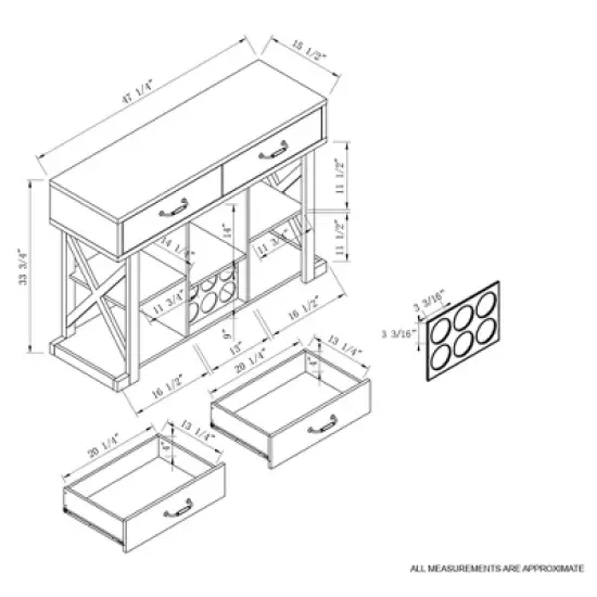 Ialani 2 Drawer Buffet Wine Cabinet&nbsp; White Oak&nbsp; - miBasics image {7}