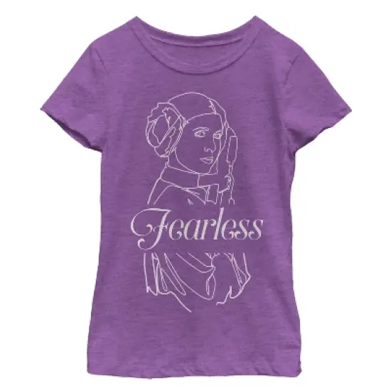 Girl's Star Wars Fearless Princess Leia Outline T-Shirt image {2}