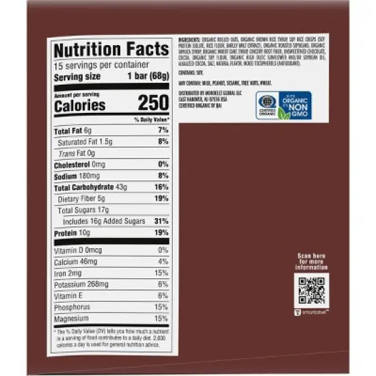 CLIF Bar Chocolate Brownie Granola Protein Bar Made with Organic Oats - 10g Protein - 36oz/15pk image {9}