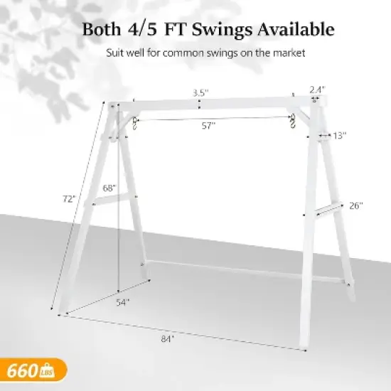 VINGLI Heavy Duty 660 LBS Wooden Swing Frame with Extra Bottom Connection Board, A-Frame Porch Swing Bench Stand for 5 FT Swing Chair image {10}