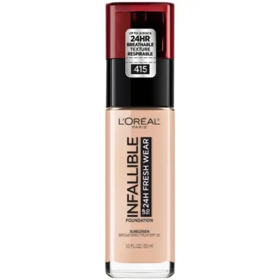 L'Oreal Paris Infallible 32HR Fresh Wear Foundation with SPF 25 - 1 fl oz image {4}