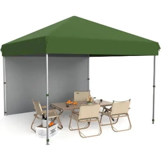 GustoWave 10x10 Ft Pop Up Canopy with 1 Sidewall for Deck, Garden image {7}