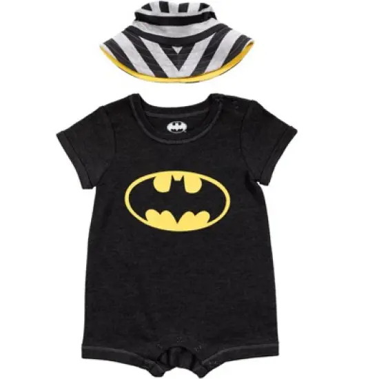 DC Comics Justice League Batman Short Sleeve Romper & Sunhat Dark Gray  image {9}