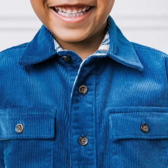 Hope & Henry Boys' Long Sleeve Corduroy Button Down Shirt with Flap Pockets, Kids image {4}