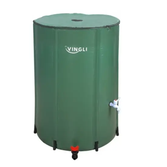 VINGLI Collapsible Rain Barrel, Portable Water Storage Tank, Rainwater Collection System Downspout, Green image {6}