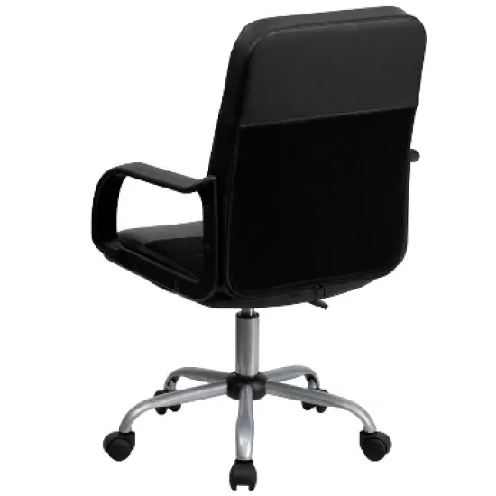 Swivel Task Chair Black Leather/Mesh - Flash Furniture image {2}