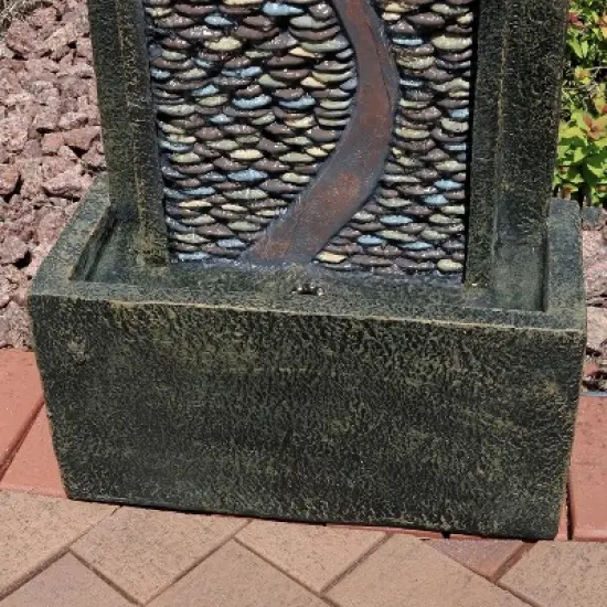 Sunnydaze 39"H Electric Polyresin and Fiberglass Modern Road Column Outdoor Water Fountain with LED Lights image {6}