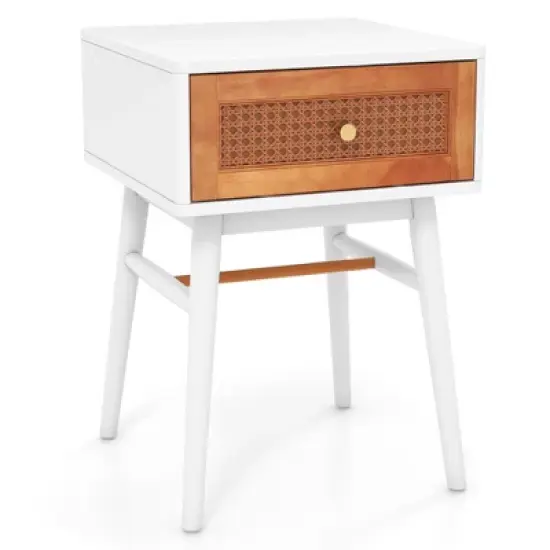 Costway Nightstand Modern Bedside End Table with Storage Drawer & Solid Wood Legs image {10}