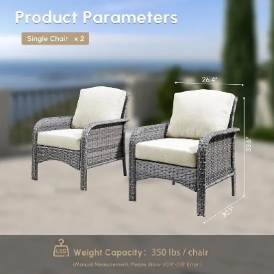 XIZZI Outdoor Wicker Sofa Set with Optional Swivel Chairs, 3.5" Cushions 5 Colors (Gray, Black, Navy, etc.), All-Weather Rattan, Modular 2-7 Pieces image {1}