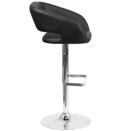 Flash Furniture Contemporary Vinyl Adjustable Height Barstool with Rounded Mid-Back image {7}