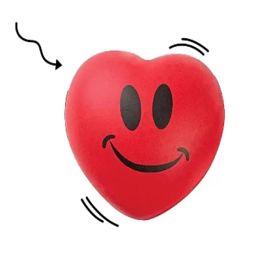 Neliblu 3" Valentines Day Hearts Smile Face Squeeze Stress Relief Heart Shape Stress Ball, Red 12-Pack image {2}