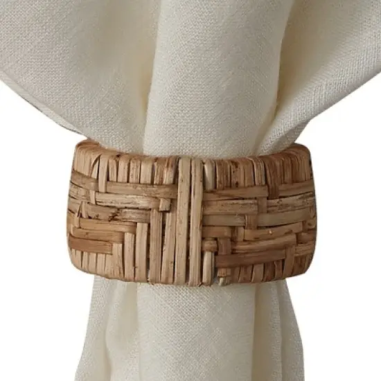 Split P Basket Weave Napkin Ring Set of 4 image {2}