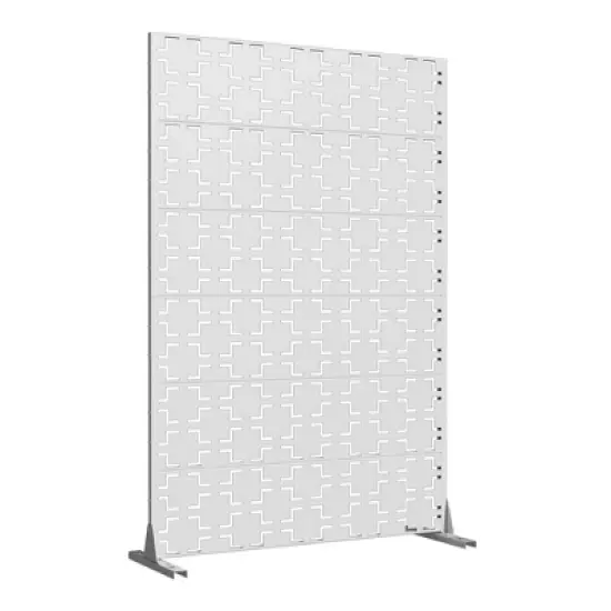 1-Piece 46.8 in.W x 71.37 in.H White Outdoor Metal Screen Decorative Art Panel (6-piece assembly) image {3}