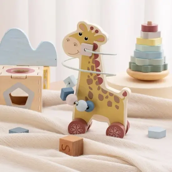 Freniland&trade; - Giraffe Baby 3 in 1 Activity Set Bead Coaster, Stacking Tower and Sorting Cube for 12M+ (CPC Certified) image {2}