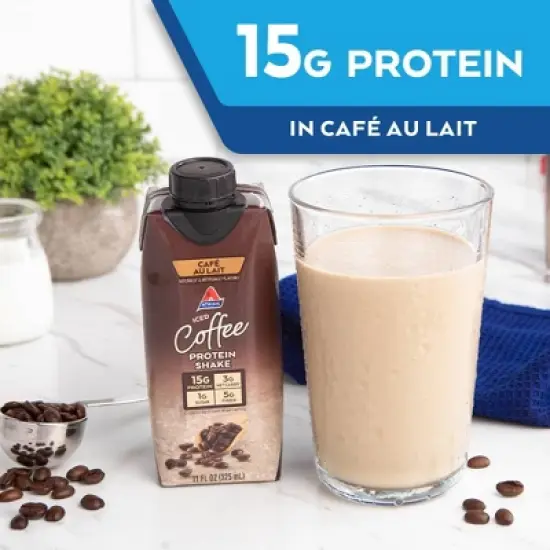 Atkins Caf&eacute; au Lait Iced Coffee Protein Shake - 4pk/44 fl oz image {9}