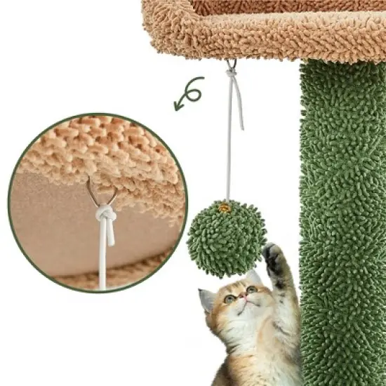 Yaheetech 54.5" H Cat Tree Cat Tower with Natural Sisal for Small- to Medium-sized Cats Green/Brown image {7}