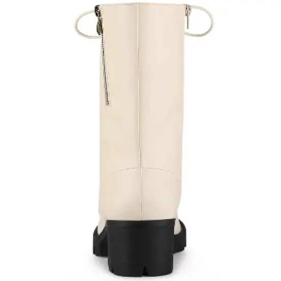 Allegra K Women's Lace Up Platform Chunky Heel Mid Calf Boots image {3}