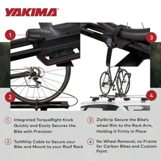 Yakima HighRoad Rooftop Upright Bike Mount with TorqueRight Knob and Tray for Bicycle, Car, Sports and Outdoor Use, Black image {3}