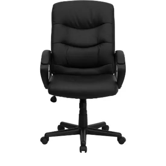 Mid-Back LeatherSoft Executive Swivel Office Chair with Three Line Horizontal Stitch Back and Arms Black - Flash Furniture image {3}