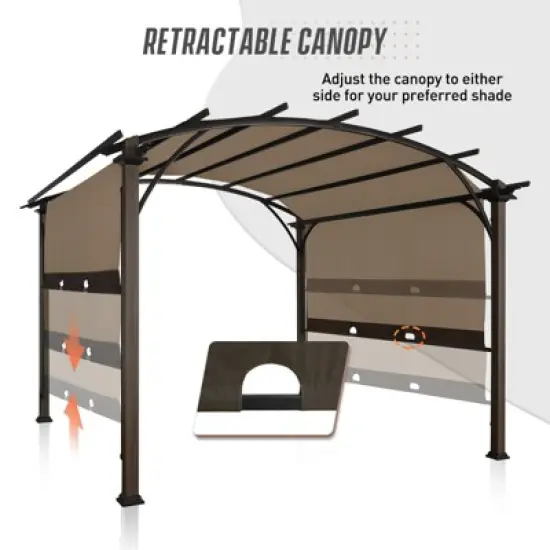 EAGLE PEAK 11.4x11.4 Outdoor Pergola with Retractable Textilene Sun Shade Top image {3}