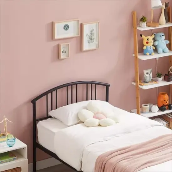 VECELO Queen/Full/Twin Bed Frame with Arched Headboard, Metal Platform Bed Frame with Underbed Storage Space, Black/White/Gold image {6}