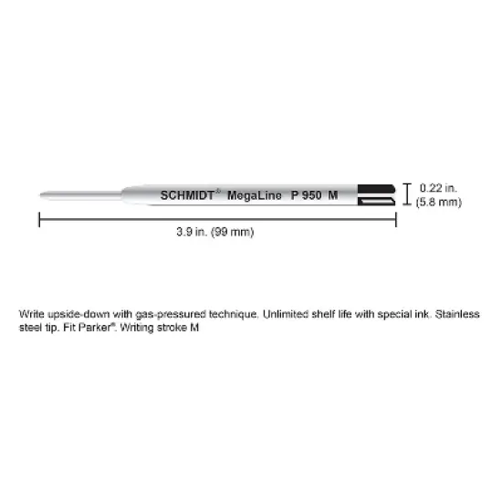 Schmidt Ink Schmidt P950 Megaline Pressurized Ballpoint Refill fits Parker ballpoint pens Medium image {4}