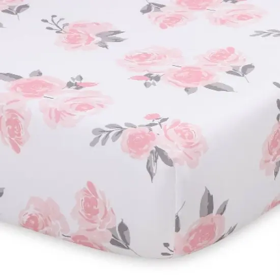 The Peanutshell Pink Floral Crib Bedding Set - 3pc image {2}