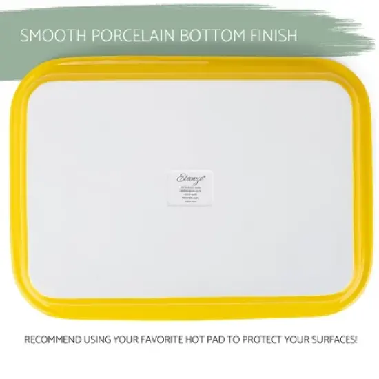 Elanze Designs Large 9x13 inch Stoneware Porcelain Baking Dish With Stainless Steel Rack,Yellow image {3}