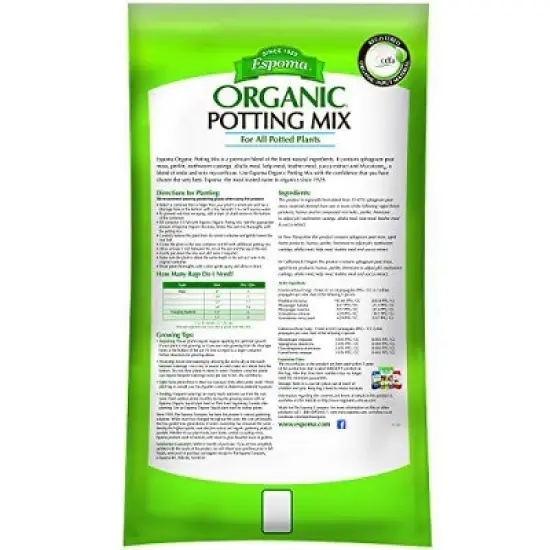 Espoma Organic Potting Soil Mix - All Natural Potting Mix For All Indoor & Outdoor image {1}