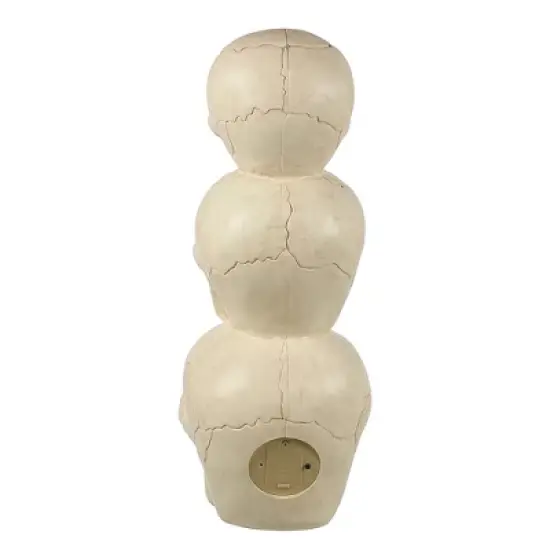 BOO BOX Stacked Skulls with LED Eyes and Sound, 27.5" Scary Skeleton Halloween Decoration for Home, Porch, or Yard Indoor Outdoor image {1}