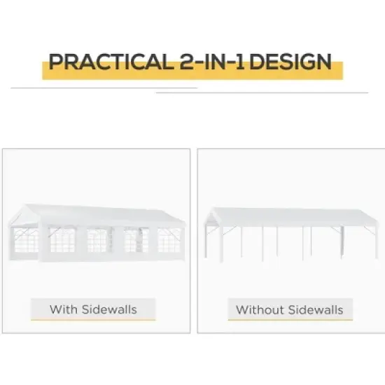 Resenkos Canopy, Outdoor Canopy Tent,Outdoor Carport Party Event Tent, Patio Gazebo Canopy Pavilion with 4 Sidewalls, 8 Windows, White image {2}