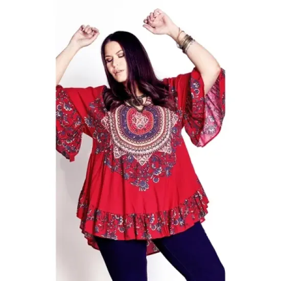 Women's Plus Size Frankie Frill Tunic - crimson | AVEOLOGY image {6}