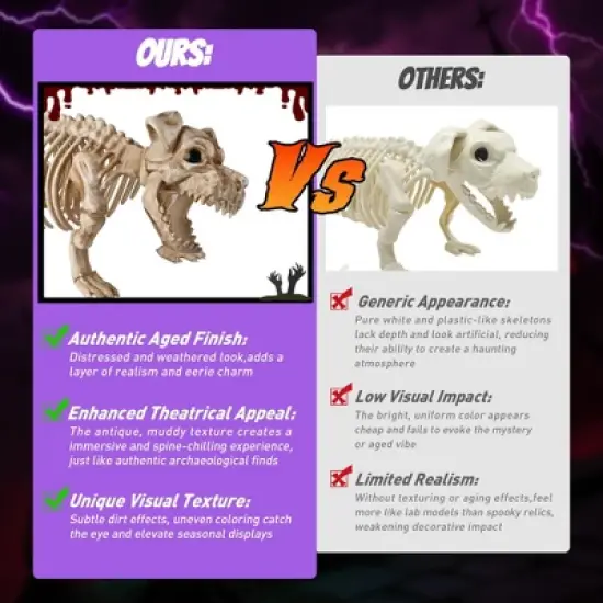 Yescom 2Pcs Poseable Dachshund Dog and 1 Pcs Cat Skeleton Life Size Pet Animal Halloween Yard Decor image {4}