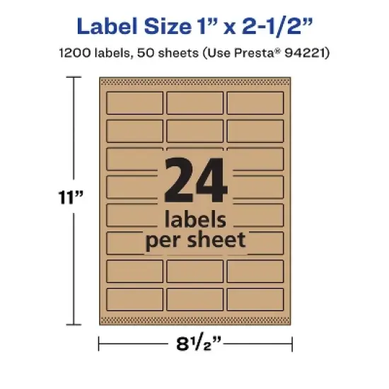 Avery Kraft Brown Rectangle Labels with Sure Feed, 1" x 2.5" image {4}