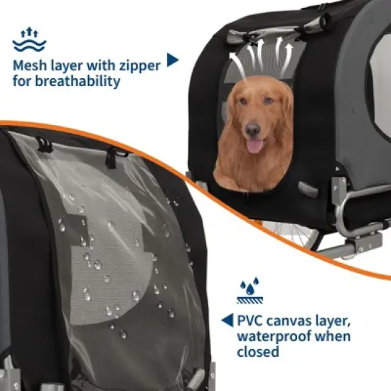 Dog Bike Trailer - 88LBS Dog Cart for Bicycle, Pet Carrier for Small / Medium Pets, Easy Folding Frame, Quick Release Wheel, Washable Non-Slip Lining image {6}