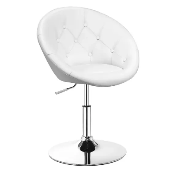 Tangkula Modern Swivel Bar Stools Height Adjustable Round Tufted Back Accent Chair Black/White image {8}