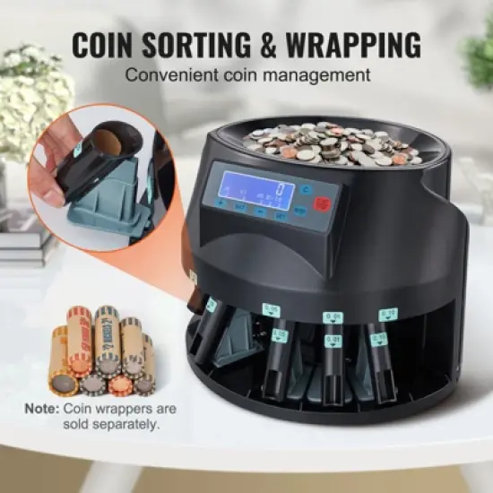 VEVOR USD Coin Counter & Coin Sorters with LCD Display, Coin Sorter Machine for USD Coin 1￠ 5￠ 10￠ 25￠ $1, Sorts up to 300 Coins/min, Change Counter image {5}