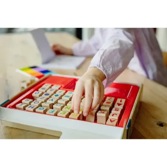 48pc Wooden Letters, Numbers, & Shapes Stamp Set - Chuckle & Roar image {7}