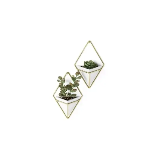 Set of 2 Trigg Wall Display Planters White/Brass - Umbra image {2}