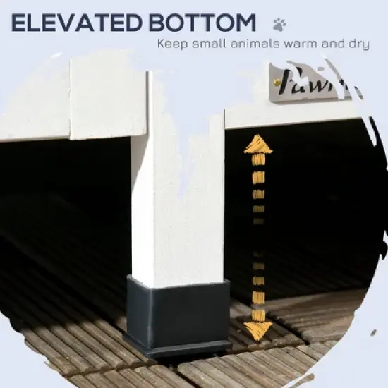 SKYONE Two-Story Outdoor Cat Shelter with Asphalt Roof, Elevated Fir Wood Enclosure, Multiple image {6}