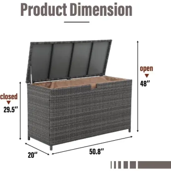 My Depot 125 Gallon Large Wicker Deck Box image {1}