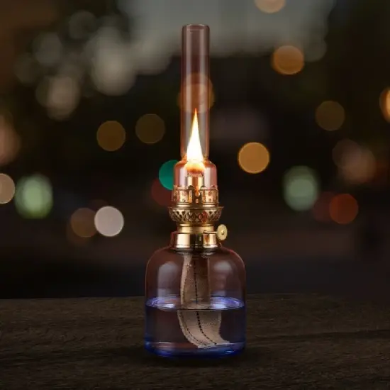 Kings County Tools 15.5in Glass Oil Lamp, Blue image {3}