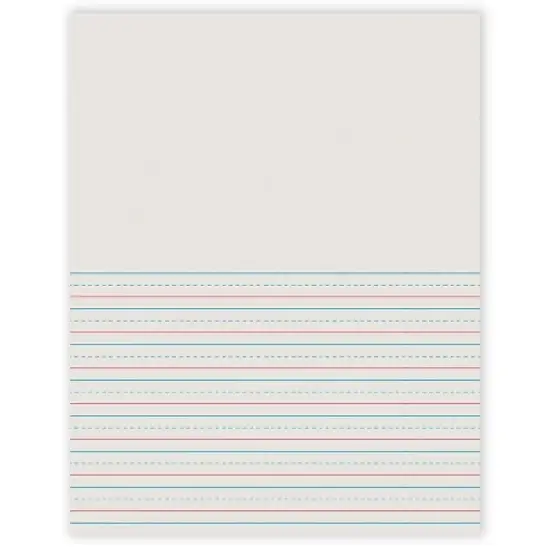 Pacon&reg; Newsprint Handwriting Paper, Picture Story, Grade 2, 1/2" x 1/4" x 1/4" Ruled Short, 8-1/2" x 11", 500 Sheets image {1}