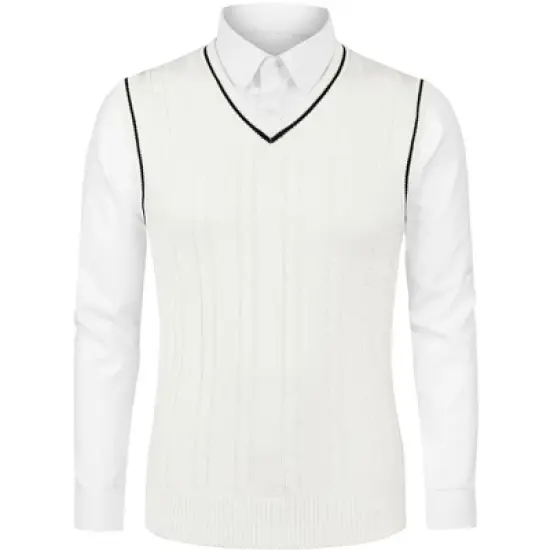 Lars Amadeus Men's Classic Knitted Sleeveless V-Neck Pullover Sweater Vest image {10}