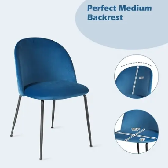 Tangkula Dining Chair Set of 4 Upholstered Velvet Chair Set w/ Metal Base for Living Room image {3}