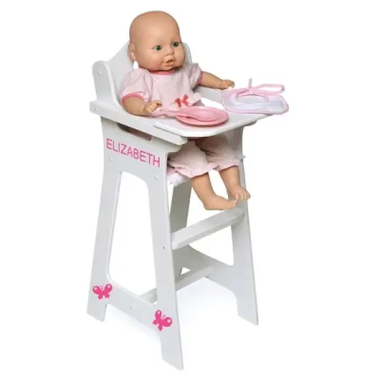 Badger Basket Doll High Chair with Accessories and Free Personalization Kit - White/Pink/Gingham image {5}