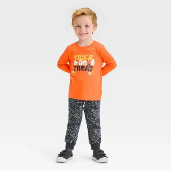 Toddler Boys' Halloween Long Sleeve T- Shirt and Pull-On Pants - Cat & Jack&trade; Orange image {3}