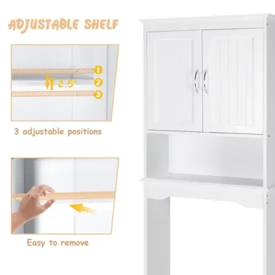 Costway Over The Toilet Storage Cabinet Bathroom Organizer w/ Adjustable Shelf image {6}